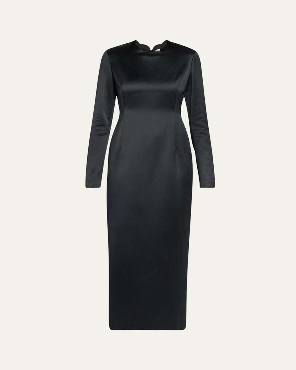 Mitzi Long-Sleeve Silk Satin Dress
